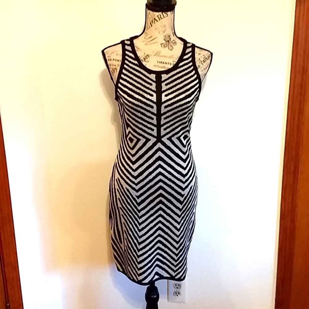 SEXY BLACK & SILVER BODYCON DRESS, NWT